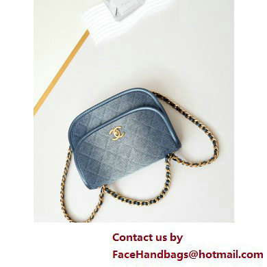 Chanel Washed Denim  &  Gold-Tone Metal Messenger Bag AS4845 Blue 2025